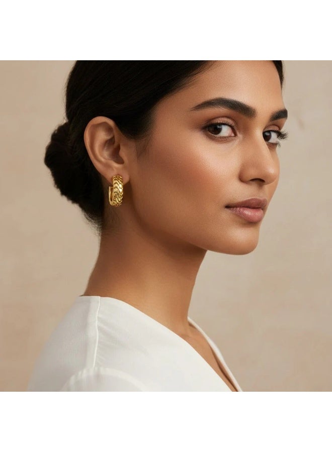 Vbranda Textured Hoop Stainless Steel Earrings EA-202 - Image 1